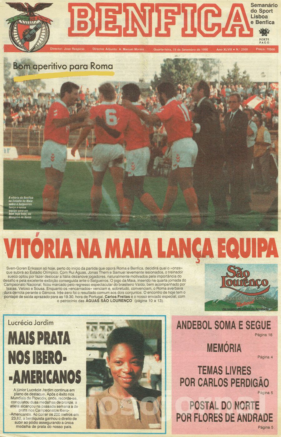 jornal o benfica 2500 1990-09-19
